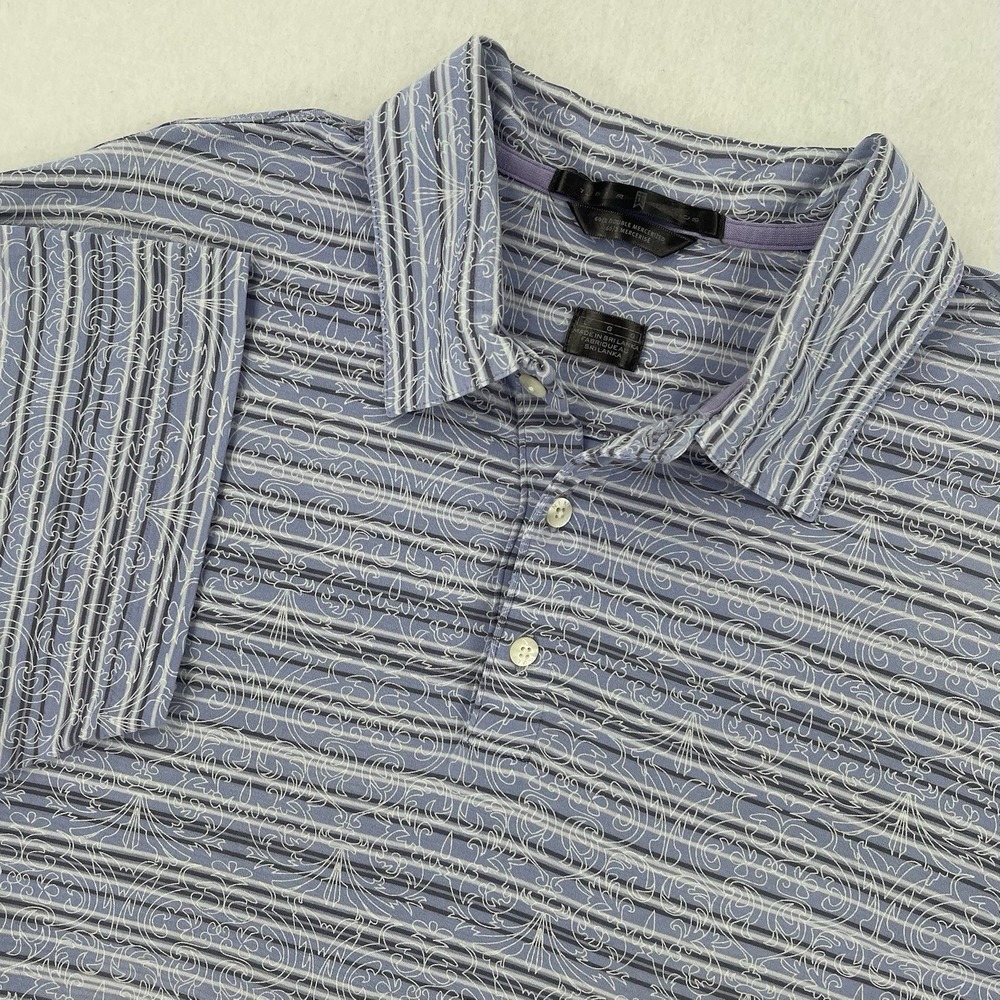 Nike Tiger Woods Collection Polo Shirt Mens L Purple Striped Golf Lightweight